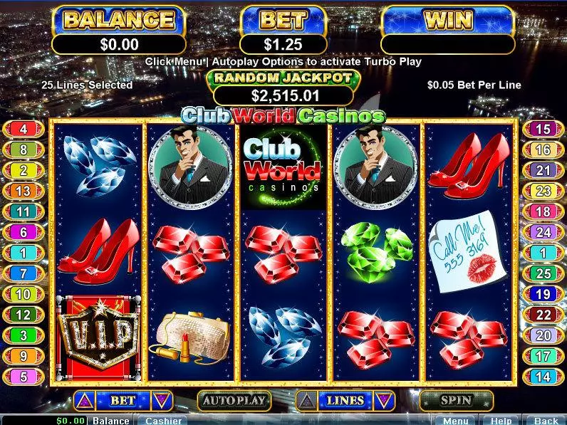 Club World Casinos! slots Main Screen Reels
