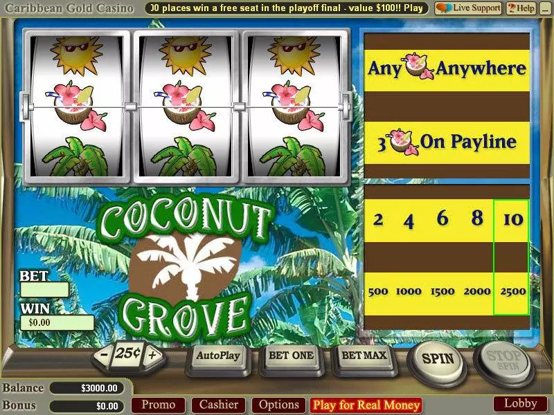 Coconut Grove slots Main Screen Reels