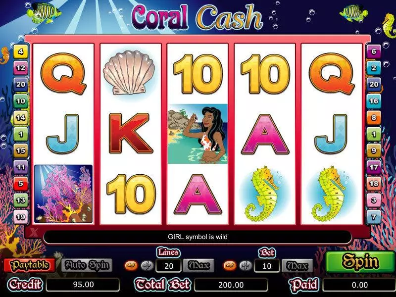 Coral Cash slots Main Screen Reels