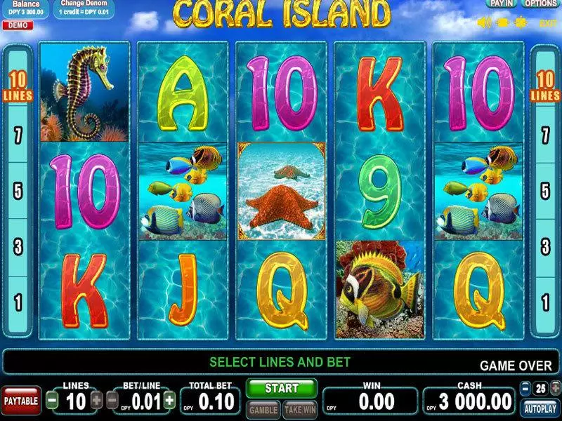 Coral Island slots Main Screen Reels