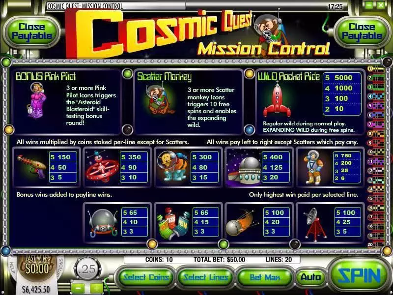 Cosmic Quest Episode One slots Info and Rules