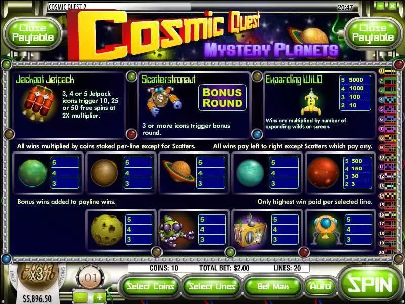 Cosmic Quest Episode Two slots Info and Rules
