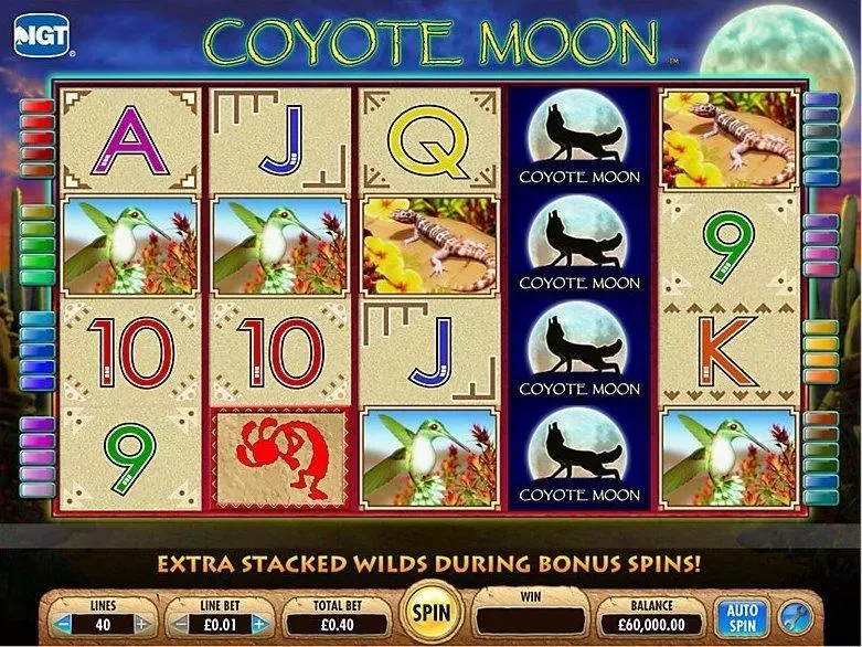 Coyote Moon slots Introduction Screen