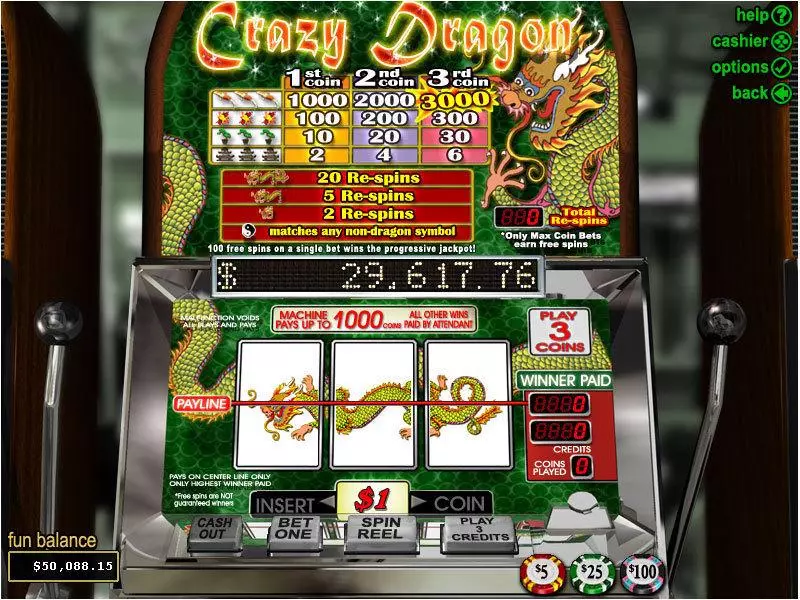 Crazy Dragon slots Main Screen Reels