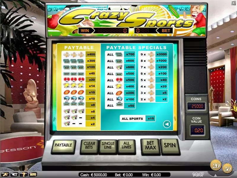 Crazy Sports slots Info and Rules