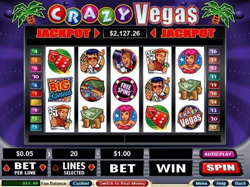 Crazy Vegas slots Main Screen Reels