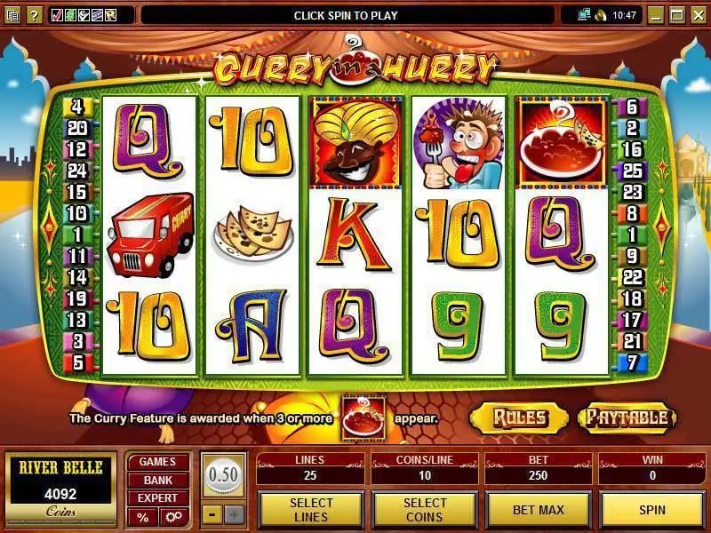 Curry in a Hurry slots Main Screen Reels