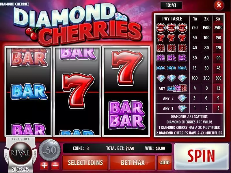 Diamond Cherries slots Main Screen Reels