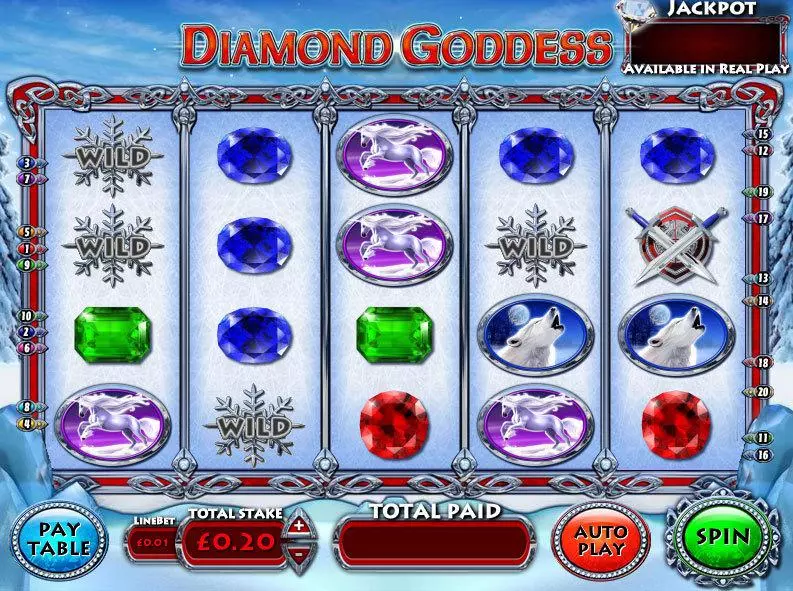 Diamond Goddess slots Main Screen Reels