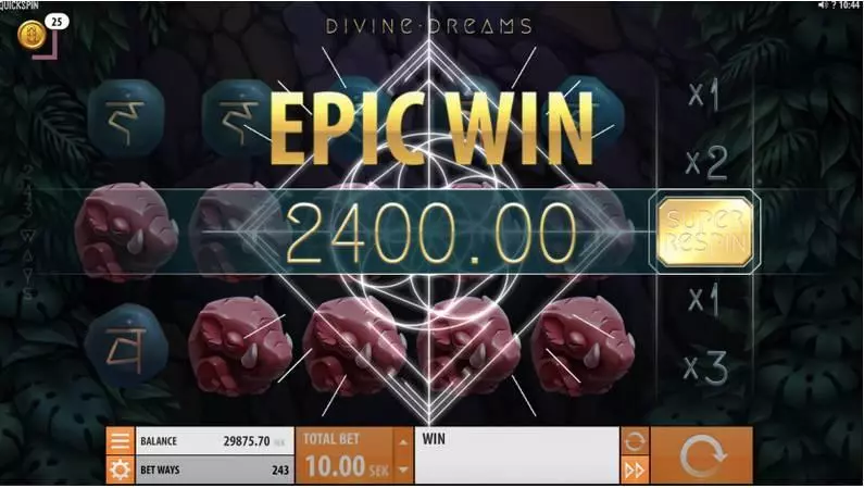 Divine Dreams slots Winning Screenshot