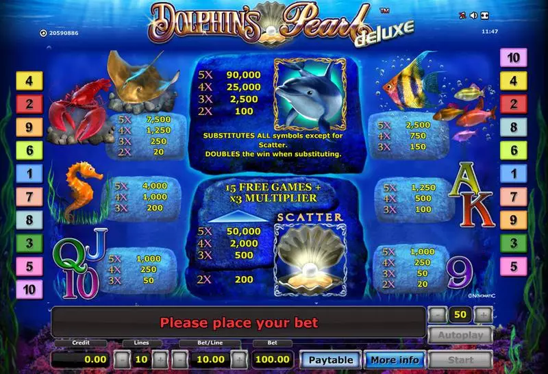 Dolphin's Pearl - Deluxe slots Info and Rules