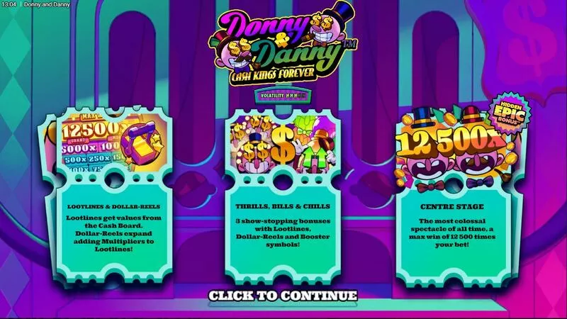 Donny and Danny slots Introduction Screen