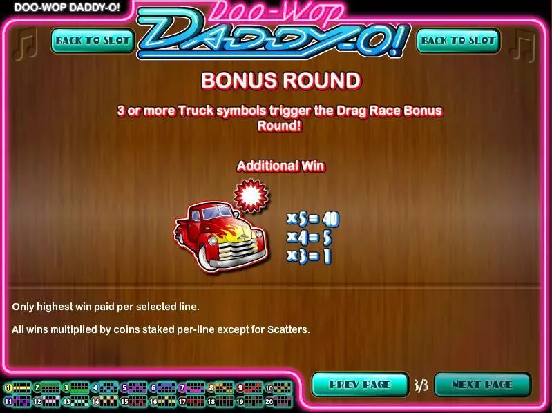 Doo-wop Daddy-O slots Info and Rules