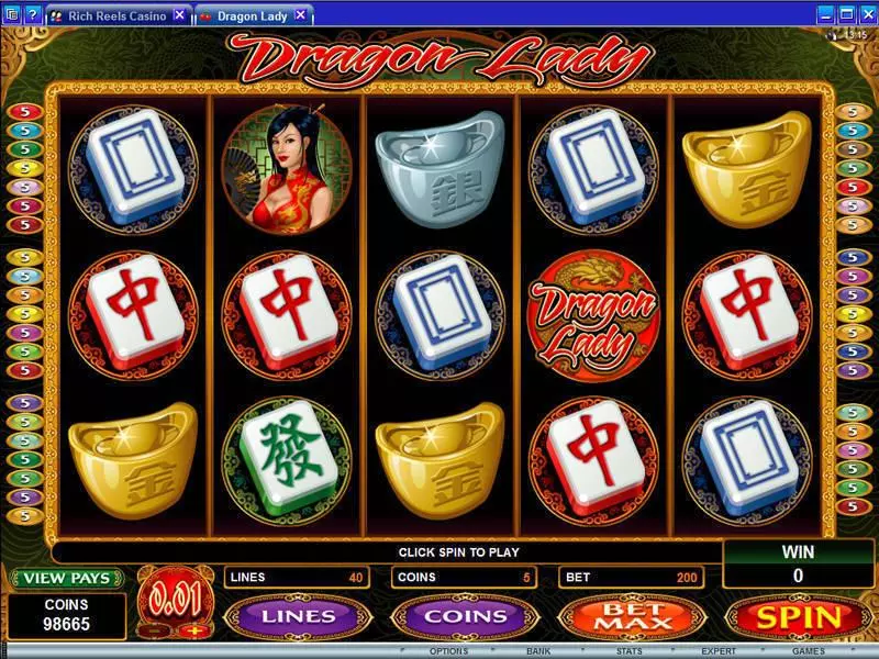Dragon Lady slots Main Screen Reels