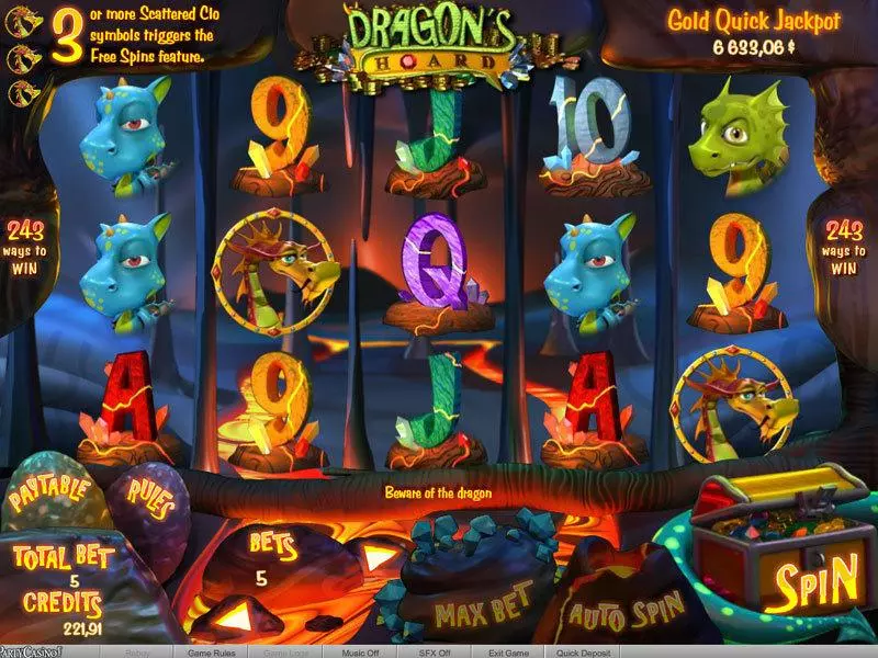 Dragon's Hoard slots Main Screen Reels