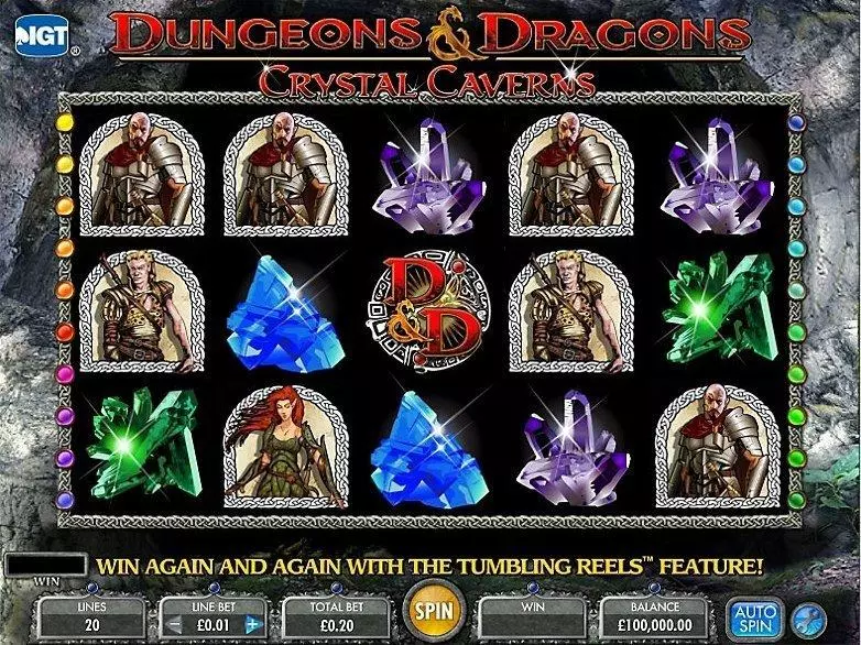 Dungeons & Dragons - Crystal Caverns slots Introduction Screen