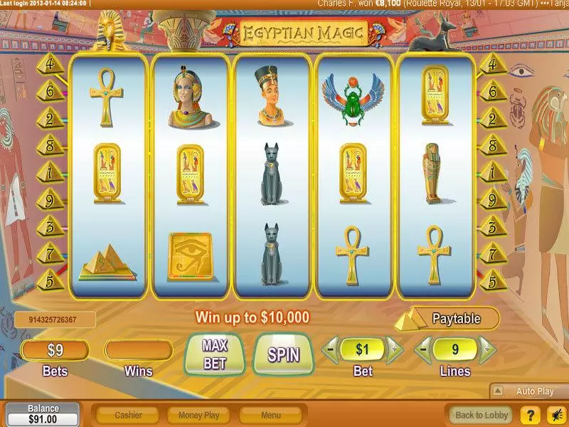 Egyptian Magic slots Main Screen Reels