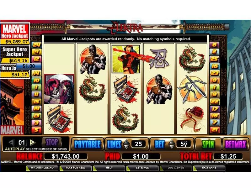 Elektra slots Main Screen Reels