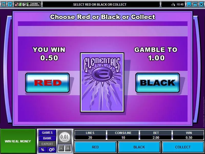Elementals slots Gamble Screen
