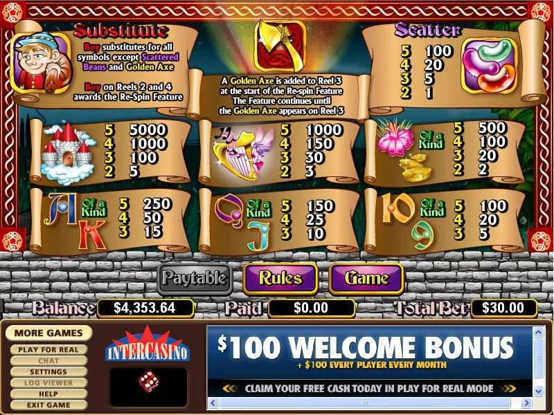 Enchanted Beans slots Info and Rules