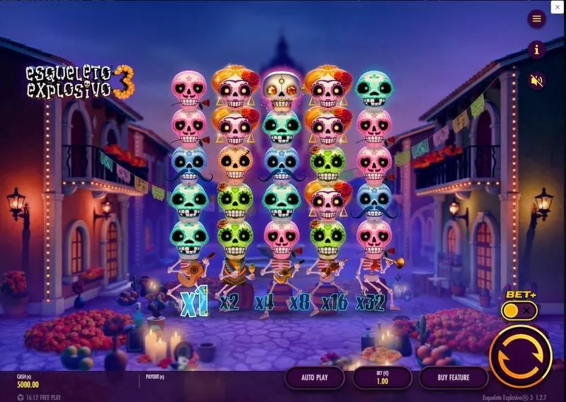 Esqueleto Explosivo 3 slots Main Screen Reels