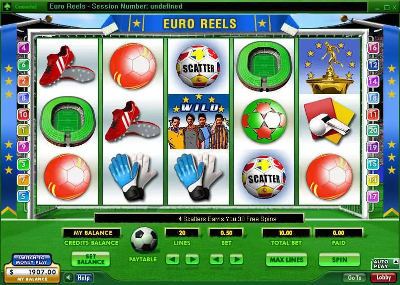 Euro Reels slots Main Screen Reels