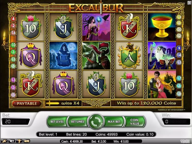 Excalibur slots Main Screen Reels