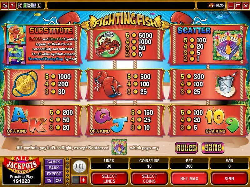 Fighting Fish slots Info and Rules