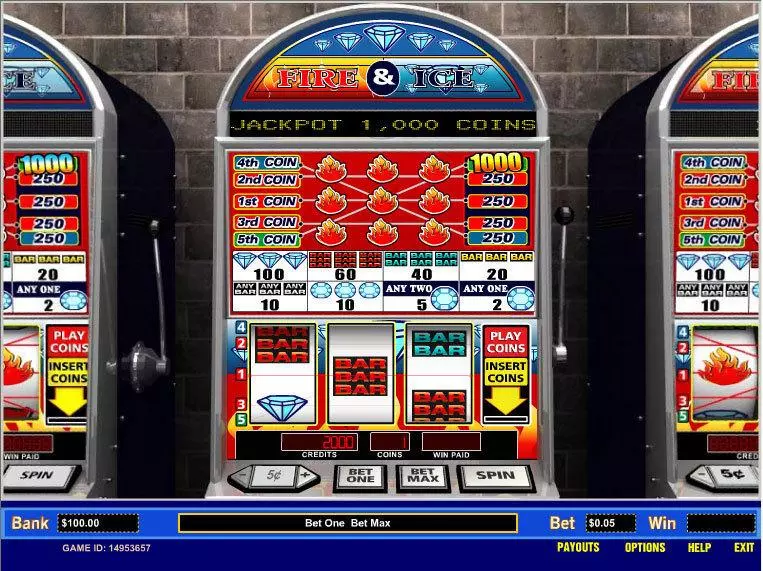 Fire and Ice 5 Line slots Main Screen Reels