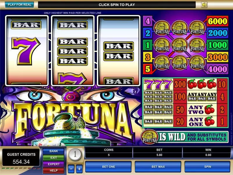 Fortuna slots Main Screen Reels