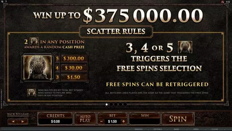 Game of Thrones - 243 Ways slots Info and Rules