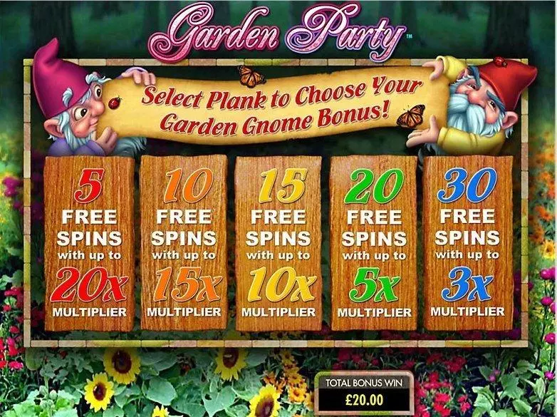 Garden Party slots Introduction Screen