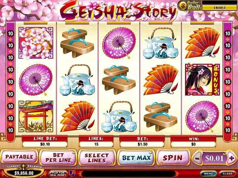 Geisha Story slots Main Screen Reels