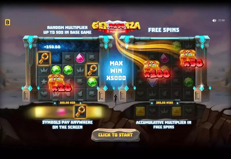 Gemza X-mas slots Introduction Screen