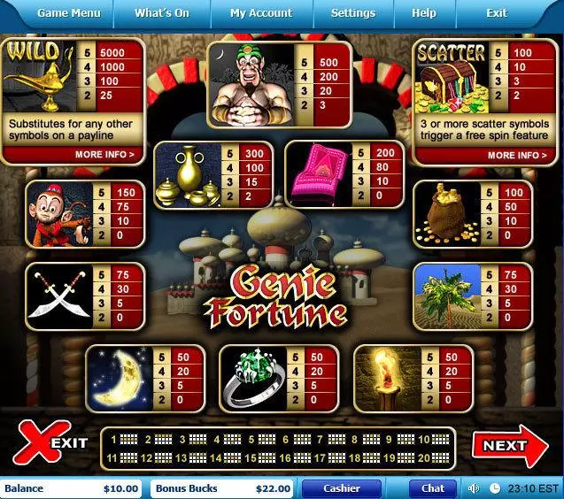 Genie Fortune slots Info and Rules