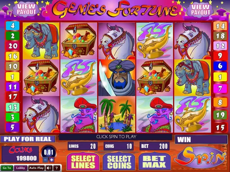 Genie's Fortune slots Main Screen Reels
