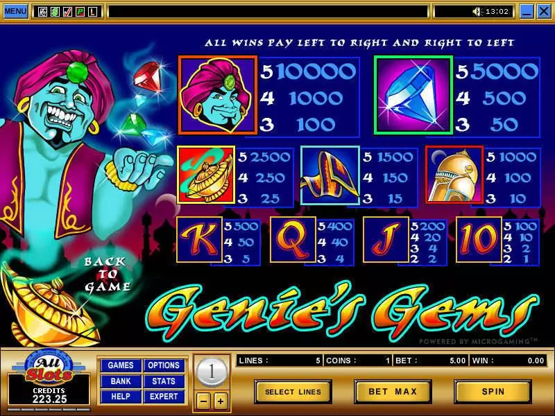 Genie's Gems slots Info and Rules