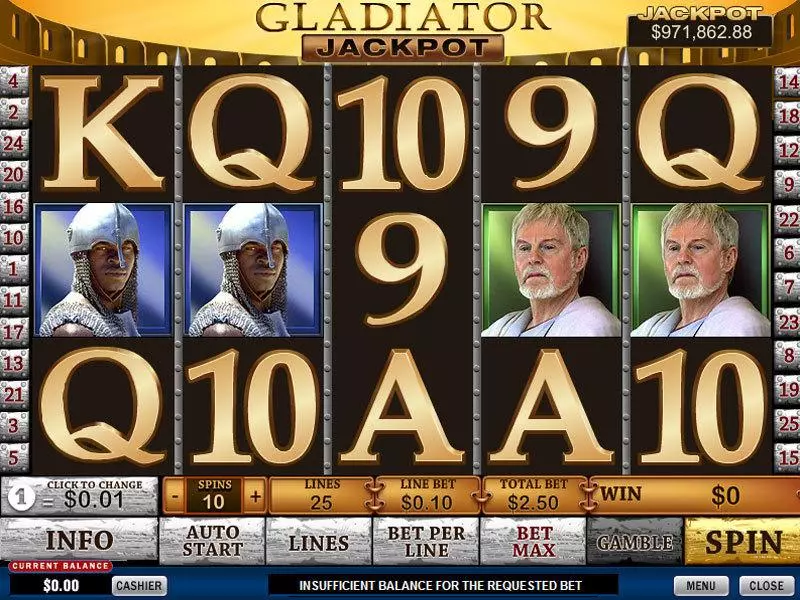 Gladiator Jackpot slots Main Screen Reels