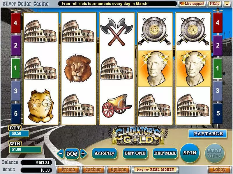 Gladiator's Gold slots Main Screen Reels