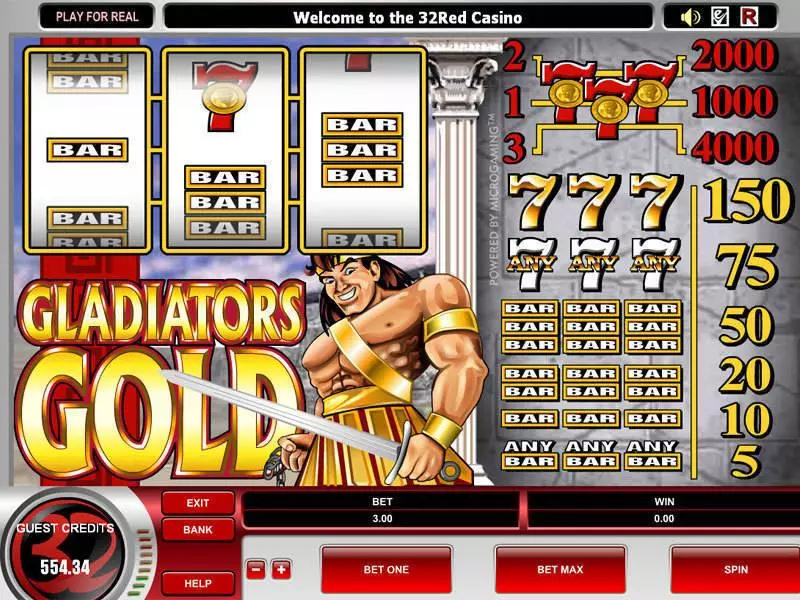 Gladiator's Gold slots Main Screen Reels