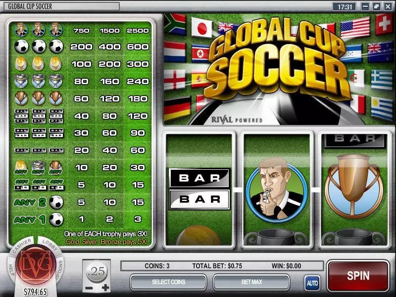 Global Cup Soccer slots Main Screen Reels