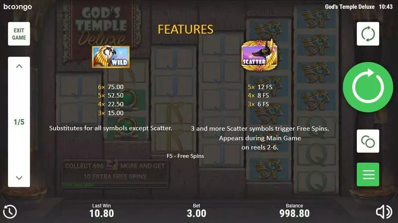 God's Temple Deluxe slots Bonus 1