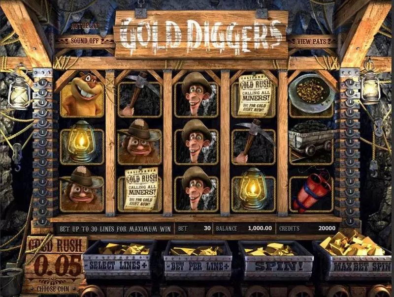 Gold Diggers slots Main Screen Reels