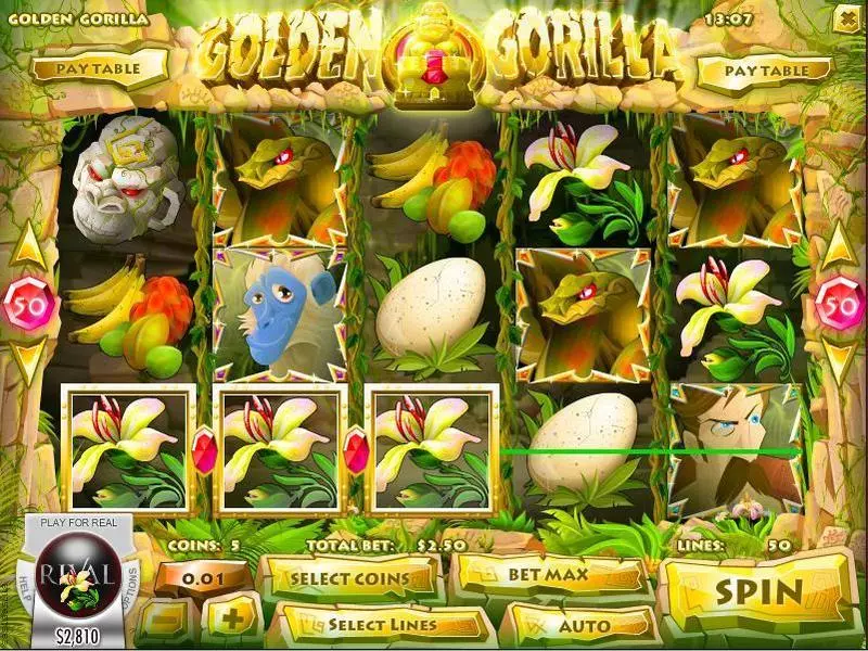 Golden Gorilla slots Main Screen Reels