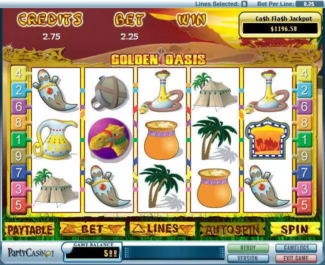 Golden Oasis slots Main Screen Reels