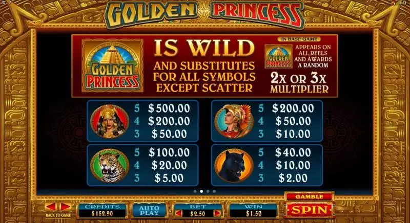 Golden Princess slots Info and Rules