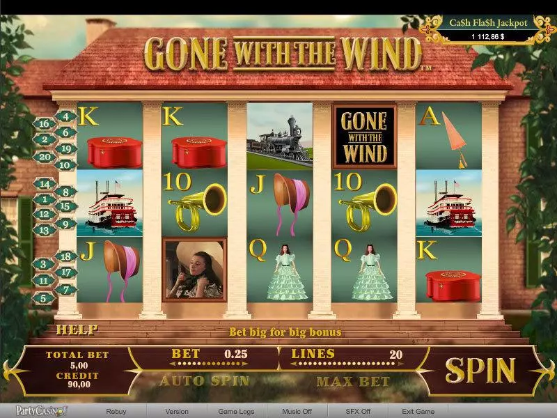 Gone With The Wind slots Main Screen Reels