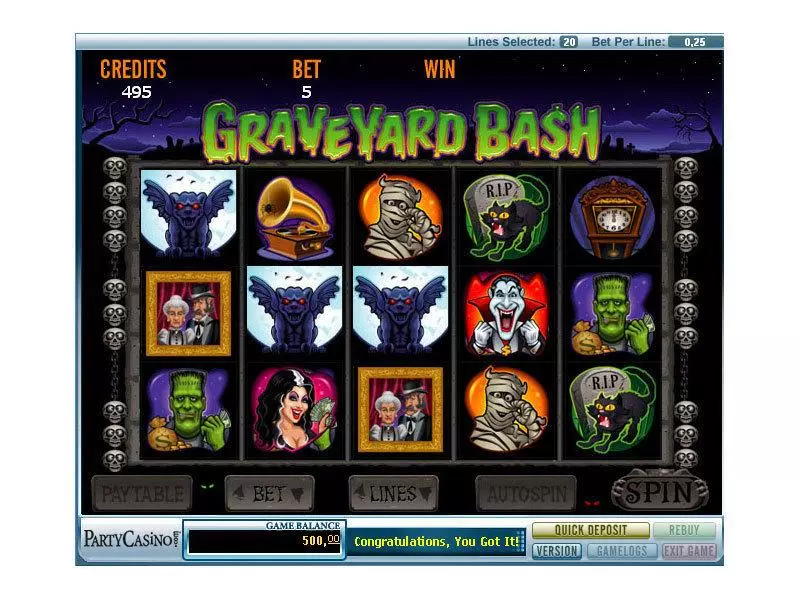 Graveyard Bash slots Main Screen Reels