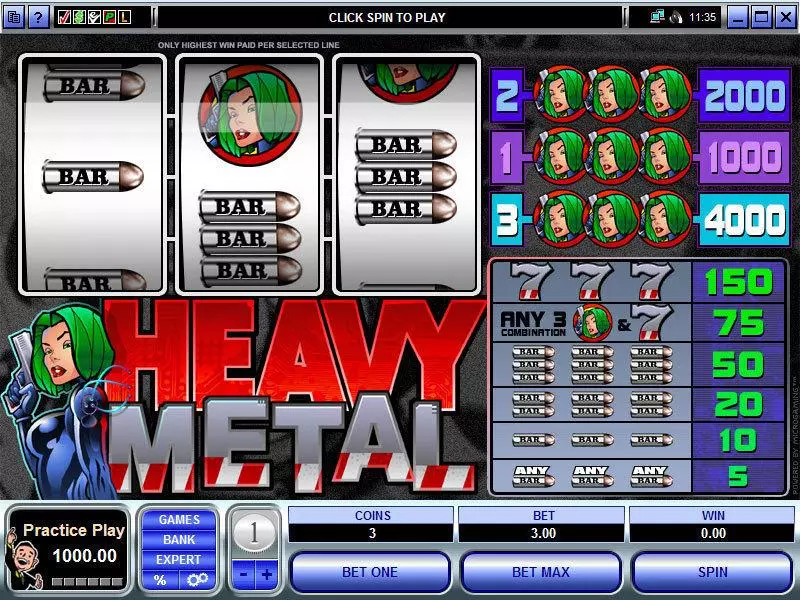 Heavy Metal slots Main Screen Reels