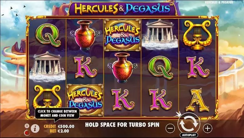 Hercules and Pegasus slots Main Screen Reels